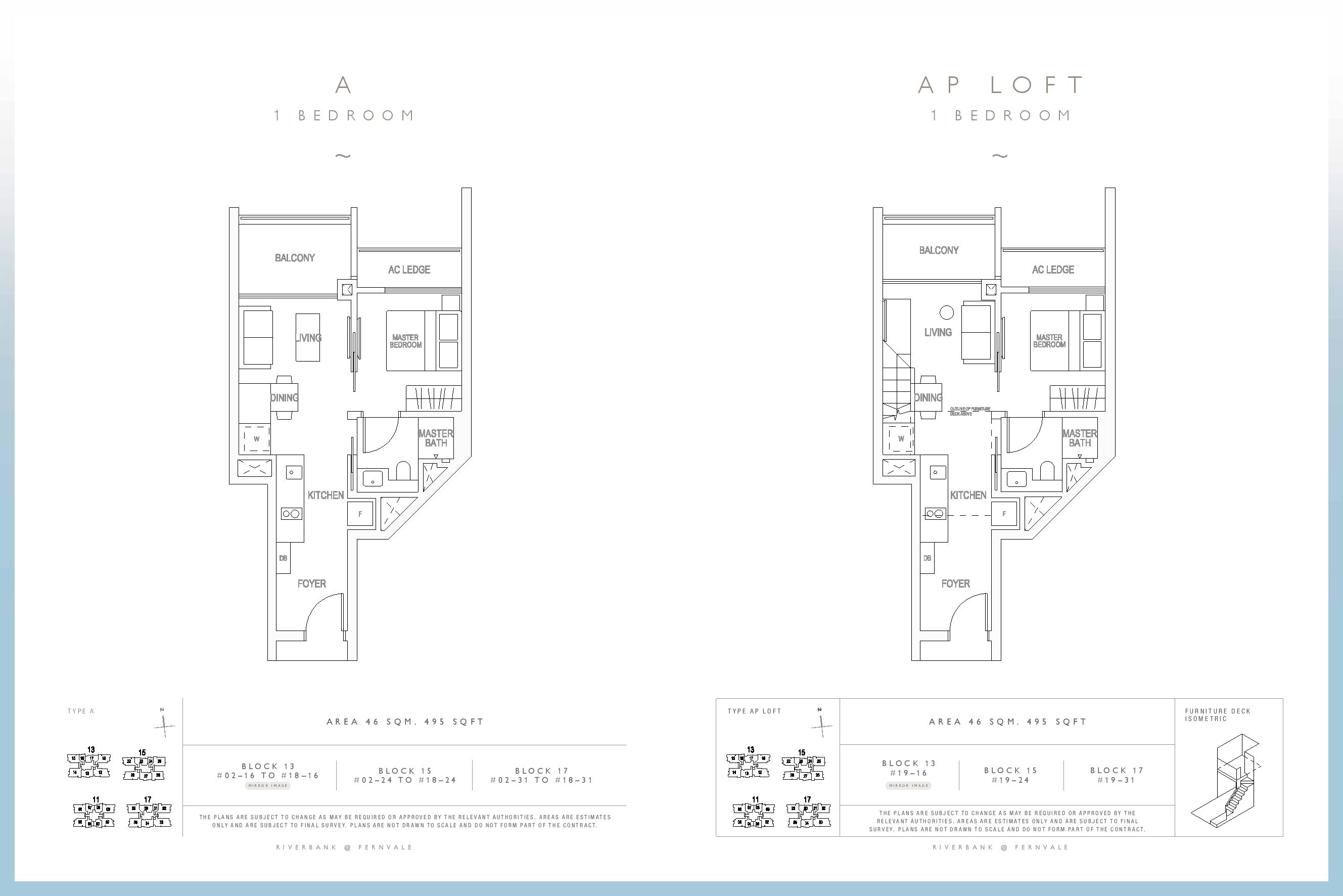 Riverbank @ Fernvale 1 Bedroom Type A, AP Loft Floor Plan