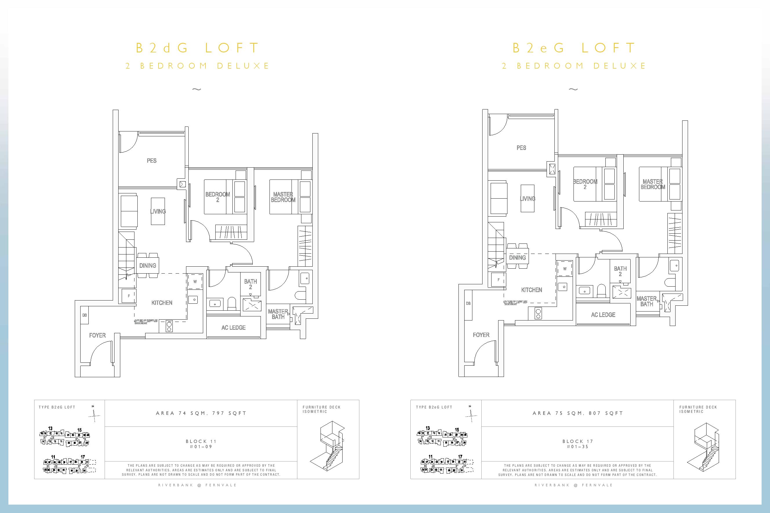 Riverbank @ Fernvale 2 Bedroom Type B2dG Loft, B2eG Loft Floor Plan